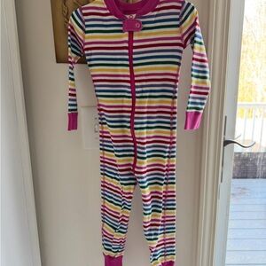 Hanna Andersson Pink and Yellow Striped Footie One Piece